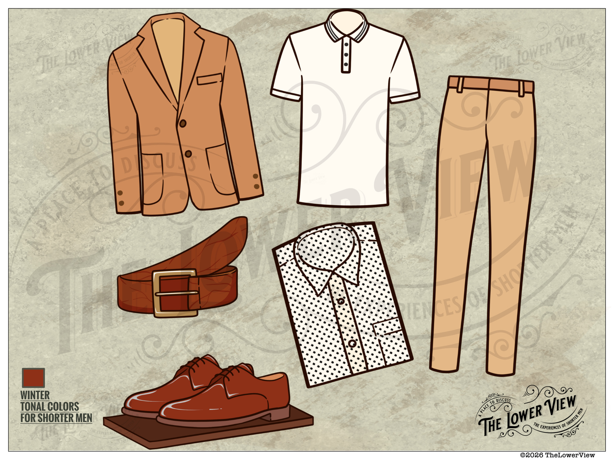 Winter Tonal Color Outfits For Shorter Men - Neutral